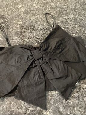 H&M Black Bow Front Crop Top